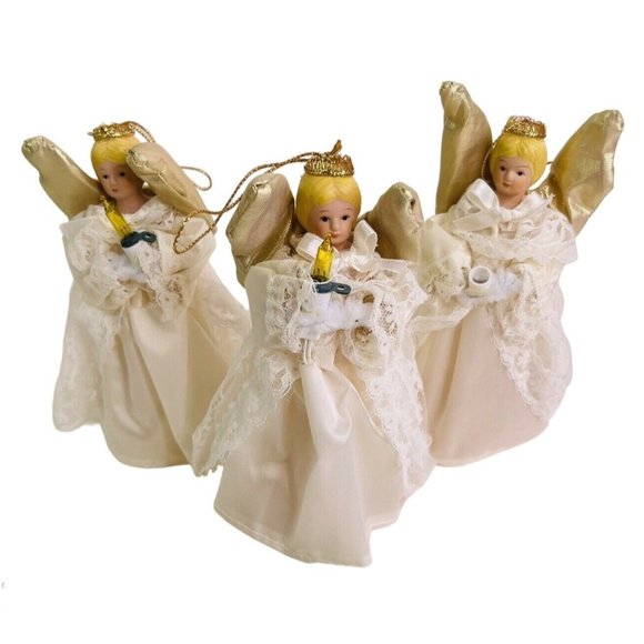 20 Angel Ornaments Vintage Capiz Shell Stained & Blown Glass Porcelain Crystal - Picture 12 of 12